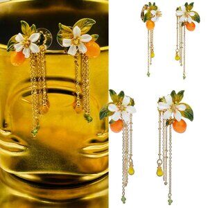 🆕 LES NEREIDES 🧿 NIB Gardens in Provence Orange Blossom Chain Earring